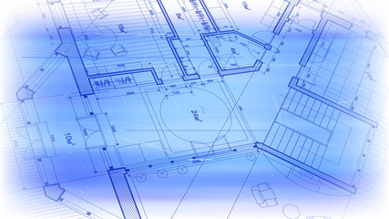 vector architectural plan - abstract architectural blueprint of a modern residential building / technology, industry, business concept illustration: real estate, building, construction & architecture