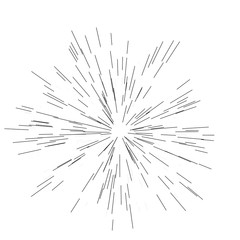 Speed lines. Radiating from the center of thin beams, lines. Vector illustration. Icon black on white. Design element.