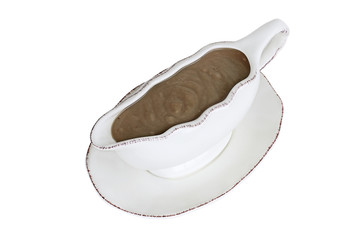 Isolated gravy boat over white background ready for Thanksgiving Day. Clipping path included.