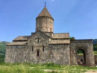 Tatev Monastery, Armenia. It is a 9th-century Armenian Apostolic monastery located on a large basalt plateau near the Tatev village in Syunik Province in southeastern Armenia.