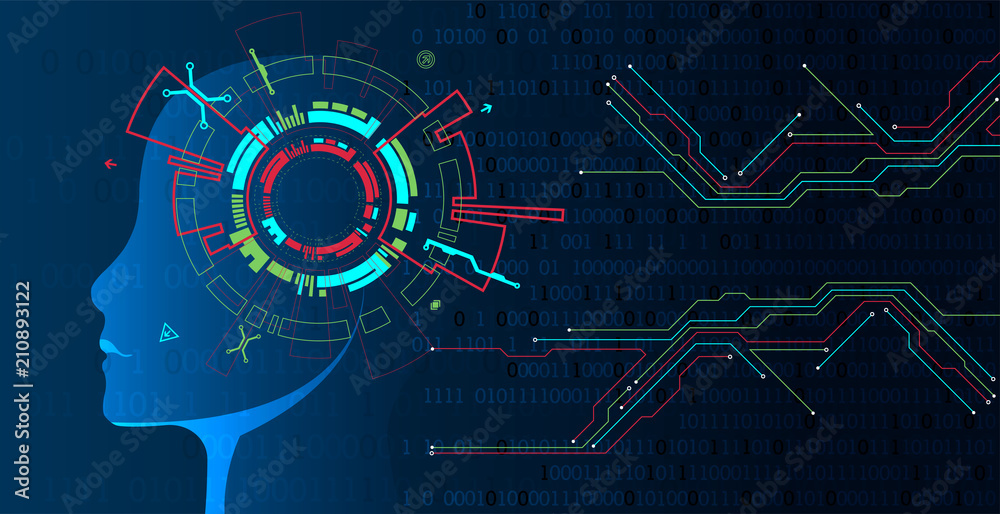 Poster artificial intelligence concept. technology background.
