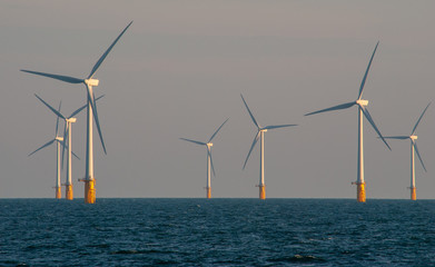 Offshore wind farm, Thames estuary. 