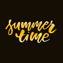 Summer time vector text lettering calligraphy letters black gold