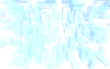 Blue and white abstract digital and technology background. The pattern with repeating rectangles. 3D illustration