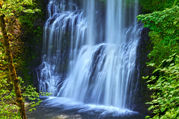 Waterfall cascading in Lower South Falls in Silver Falls State Park