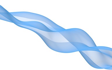 Abstract blue wave. Raster air background. Bright blue ribbon on white background. Blue scarf. Abstract blue smoke. 3D illustration
