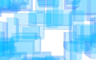 Blue and white abstract digital and technology background. The pattern with repeating rectangles. 3D illustration