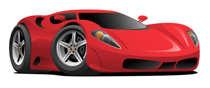 Red European Style Sports-Car Cartoon Isolated Vector Illustration, classic  styling, cool low stance Stock Vector | Adobe Stock