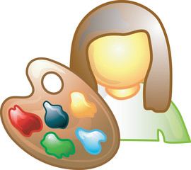 Illustration of an artist icon, that can be used as a symbol, bullet, button or design element.