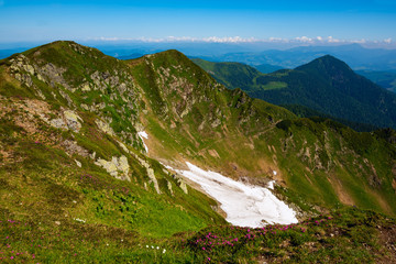 Rocky mountain slopes form a picturesque mountain circus