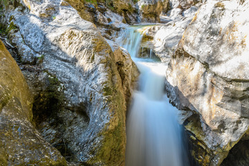 Beautiful waterfall in the Mis Valley, Dolomites, Italy