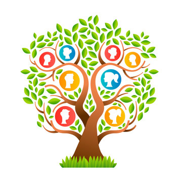 Family tree template with mom dad and kid icons