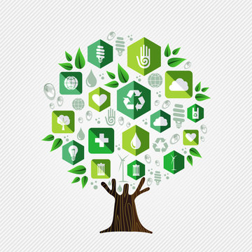 Green tree for environment and ecology concept