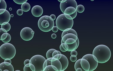Dark background green mesh bubbles. Wallpaper, texture with bubble. 3D illustration