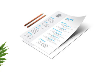 Resume Layout with Blue Accents