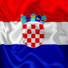 Fototapeta premium Croatia Flag Waving Digital Silk Fabric 