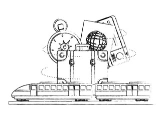 travel train suitcase passport compass ticket