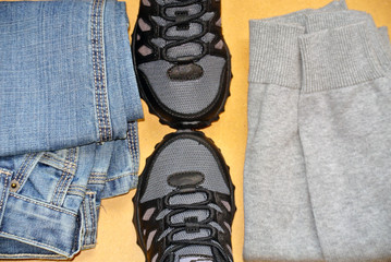 Clothing for boy, school uniform, jeans, sweater, sneakers