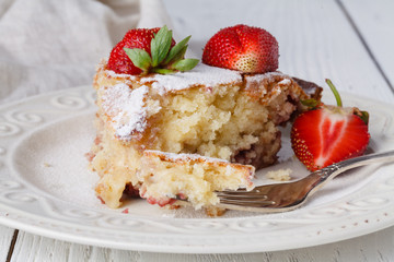 Cake with fresh berryes on a table