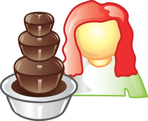 Illustration of a caterer icon with chocolate fountain. This icon is part of the food industry icon collection.