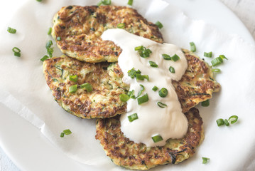 Zucchini fritters with greek yogurt