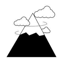 snowy mountain with cloud isolated icon