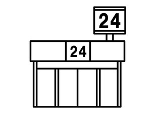 コンビニ24(線画)看板模様24