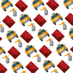 taxi car with suitcase and key pattern