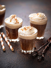 Coffee latte with whipped cream