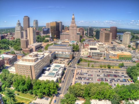 Aerial View Of Hartford, Connecticut During Summer