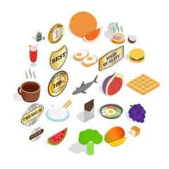 Crockery icons set. Isometric set of 25 crockery vector icons for web isolated on white background