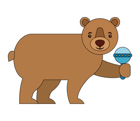 Obraz na płótnie Canvas bear grizzly with jingle bell isolated icon