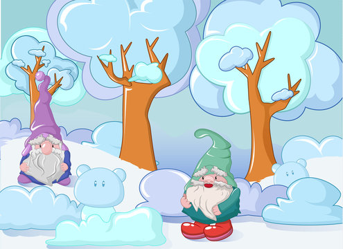 Gnome in winter concept banner. Cartoon illustration of gnome in winter vector concept banner for web design