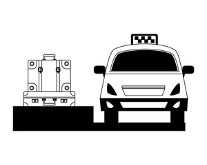 taxi car service with suitcase isolated icon