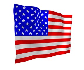 Waving flag of the United States of America. Stars and Stripes. State symbol of the USA. 3D illustration