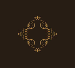 Vintage swirling calligraphic frame. Decorative border. Flourish design element. Greeting invitation, Save the date. Vector.