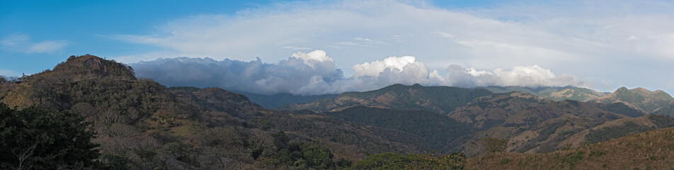 Fototapeta premium Panorama landscape view in Monteverde reserve cloud forest, Costa Rica
