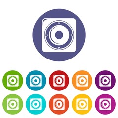 Speaker icons color set vector for any web design on white background