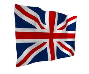 Waving flag of the Great Britain. British flag. United Kingdom of Great Britain and Northern Ireland. State symbol of the UK. 3D illustration