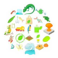 Ecology icons set. Cartoon set of 25 ecology vector icons for web isolated on white background