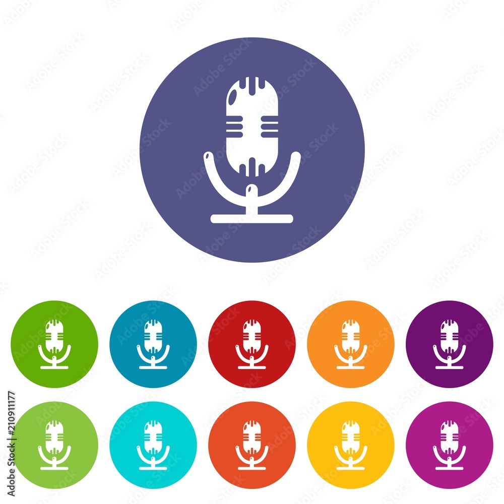 Wall mural Studio microphone icons color set vector for any web design on white background - Wall murals