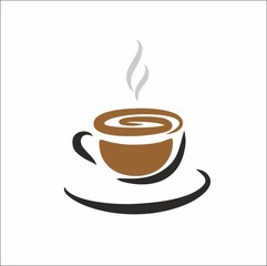 sketch of elegant cup with hot chocolate(or coffee, tea)