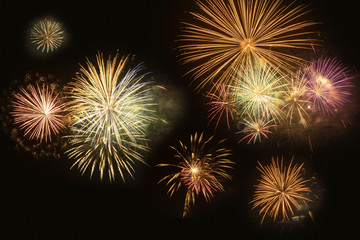 Colorful fireworks on black