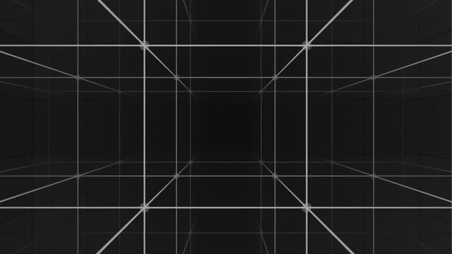 Camera moving into a 3d grid infinite space loop