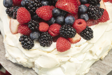 Pavlova Meringue Dessert Made With Berries