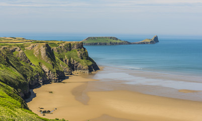 Rossili Beach and Worm's Head, Gower, Wales, UK