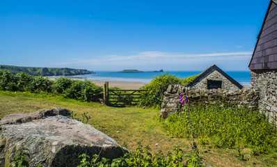 Rossili Beach and Worm's Head, Gower, Wales, UK