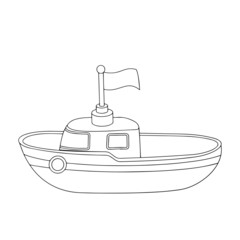 Fishing boat cartoon illustration isolated on white background for children color book