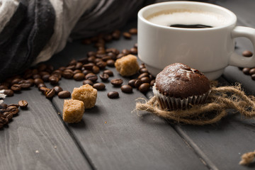 black coffee beans on black background