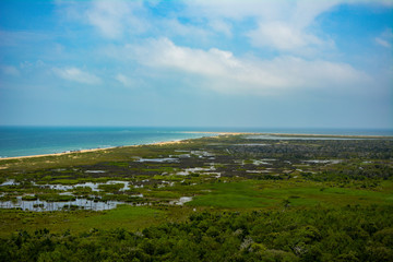 The view of the Atlantic coast on Cape Hatteras from the top of the lighthouse